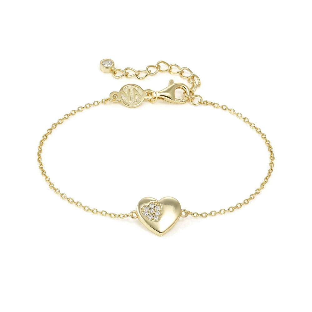 Petit Sparkle Bracelet in 925 Sterling Silver and Cubic Zirconia Gold Heart