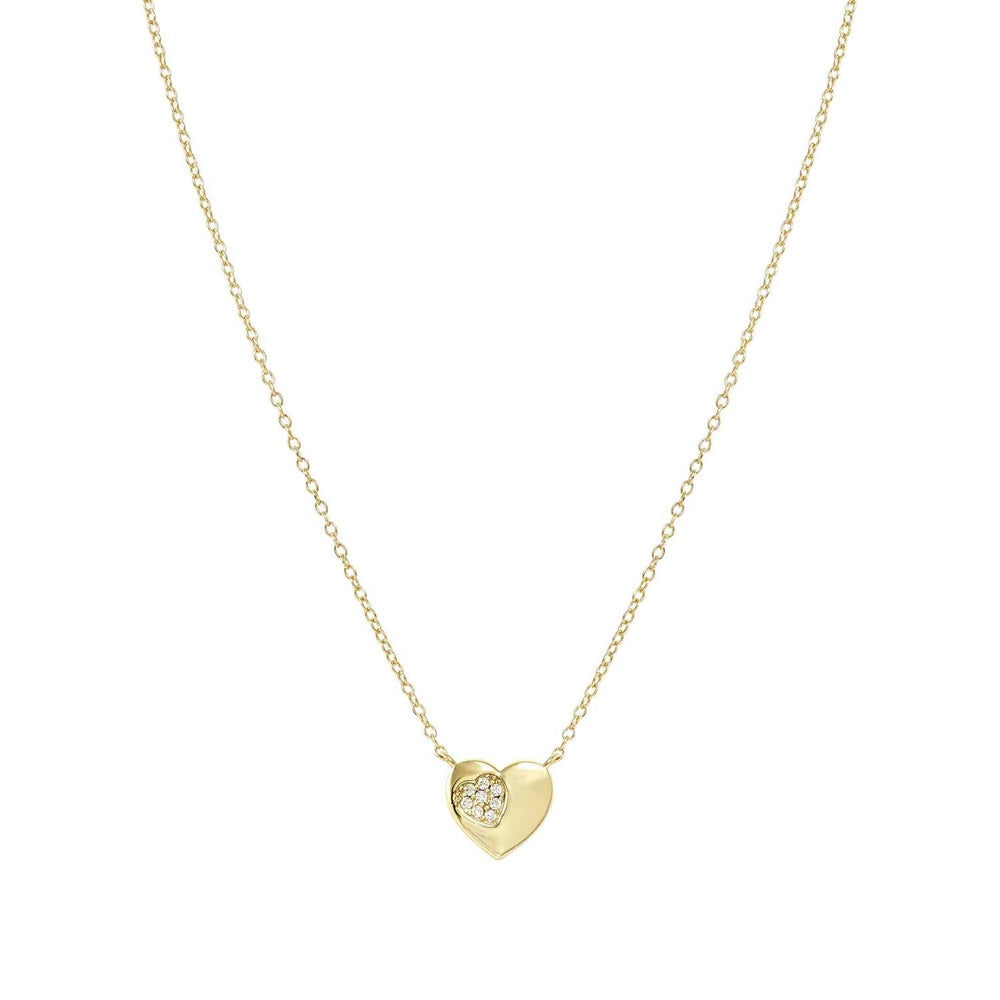 Petit Sparkle Necklace in 925 Sterling Silver and Cubic Zirconia Gold Heart
