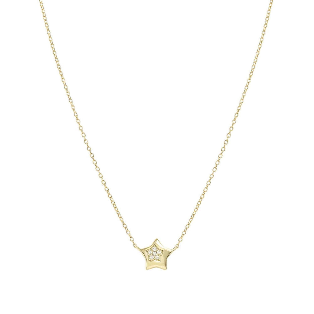 Petit Sparkle Necklace in 925 Sterling Silver and Cubic Zirconia Gold Star