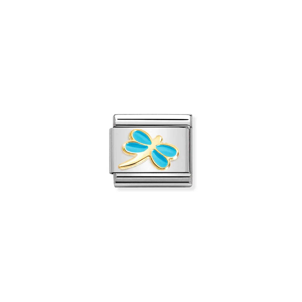 Yellow gold turquoise dragonfly