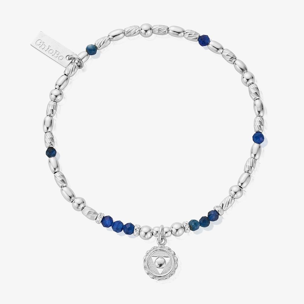 Chakra Sterling Silver Kyanite Throat Bead Bracelet