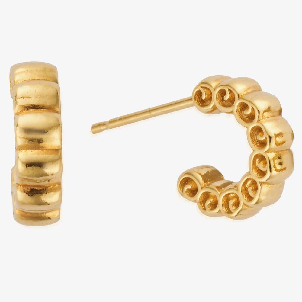 Ruffle Gold Plated Huggie Hoop Earrings