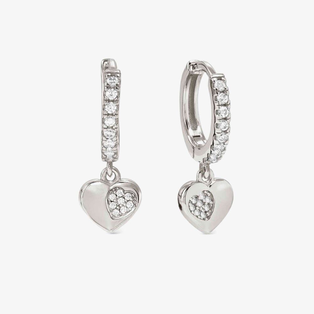 PETIT SPARKLE sil hoop heart cz drop