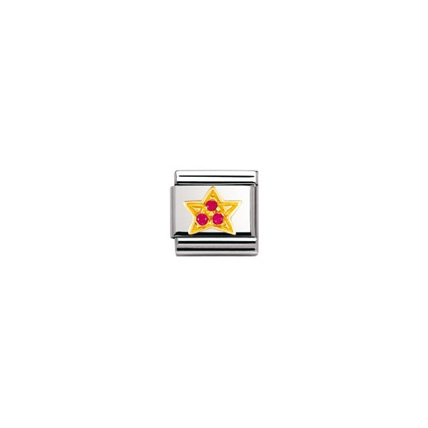 Classic Gold CZ Red Star Charm