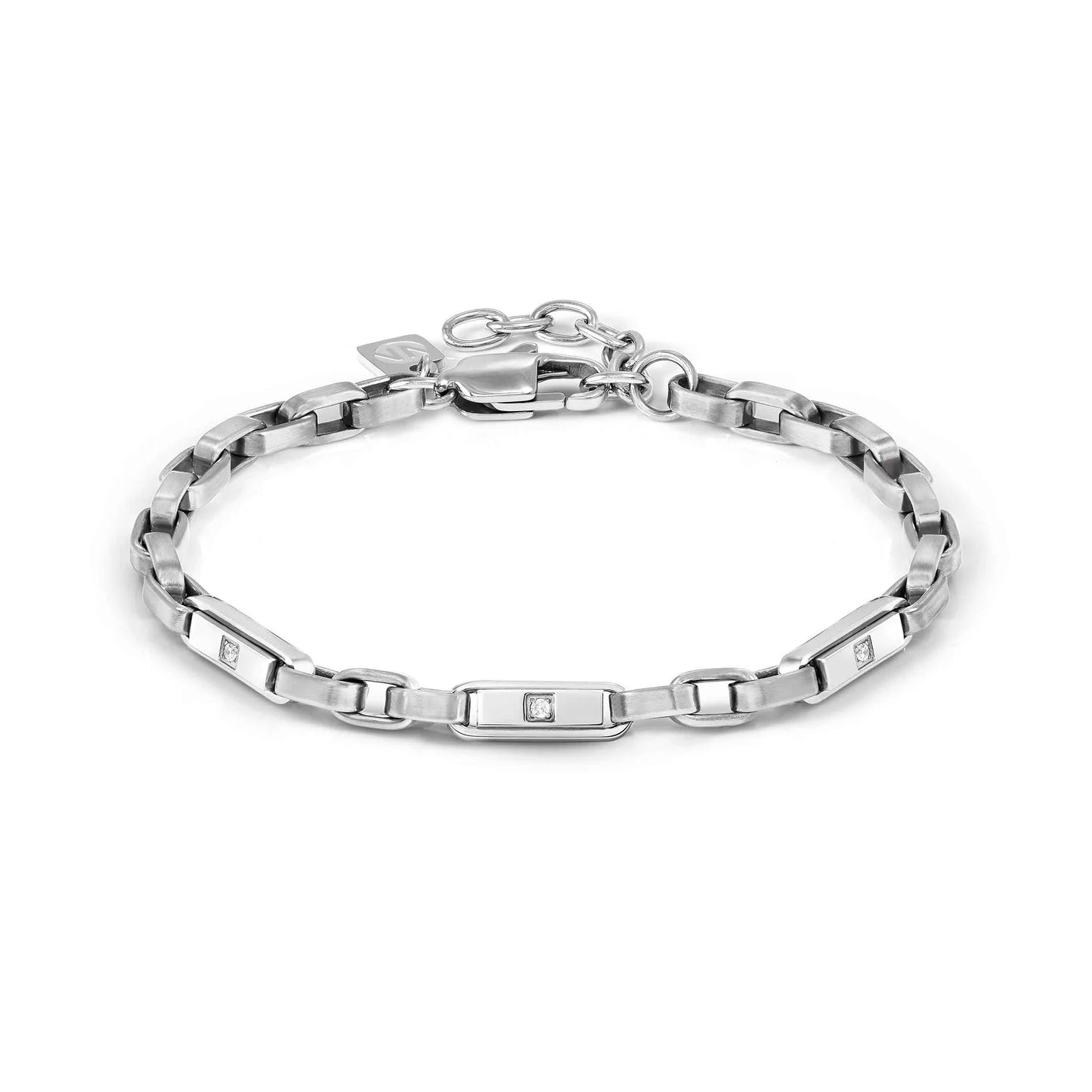 Manvision Steel with 3 White Cubic Zirconia Bracelet