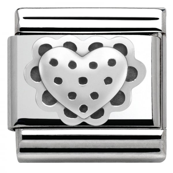 Classic Silver Oxidised Heart with Lace Charm
