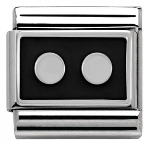 Silver 2 dots Black Charm