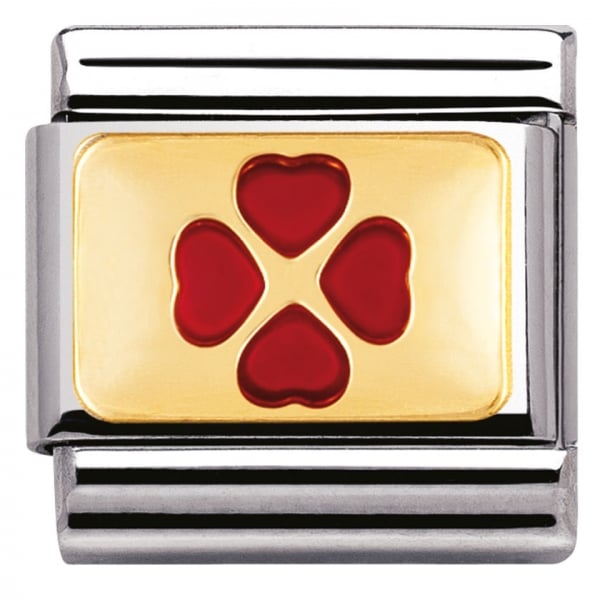 Gold and Red 4 Leaf Clover Charm