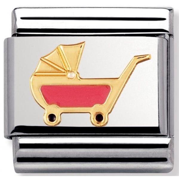 Gold Pink Pram Charm