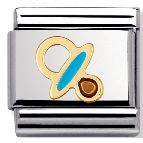 Gold Blue Pacifier Charm