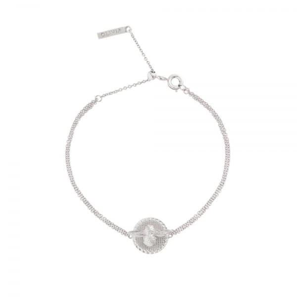 OB Silver Plated 3D Bee Disc Chain Bracelet