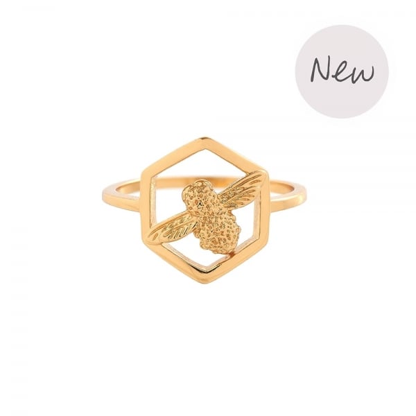 OB Gold Plated Honeycomb Bee Ring