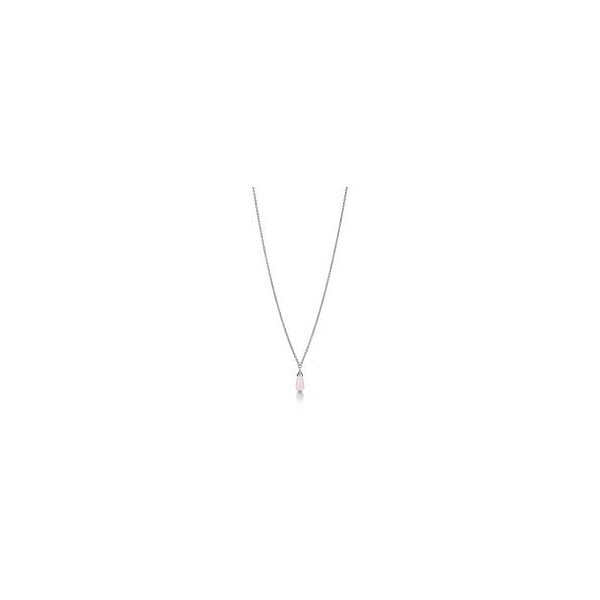 Silver Drop Rose Quartz Cabochon Necklace