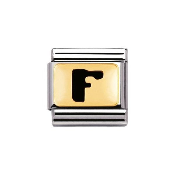 Gold Black Enamel 'F' Charm
