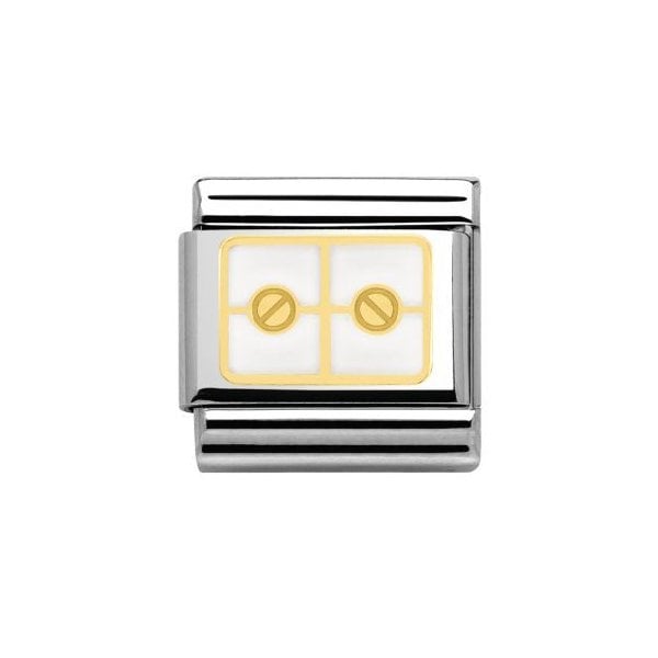 Gold and White Enamel White Screws Charm