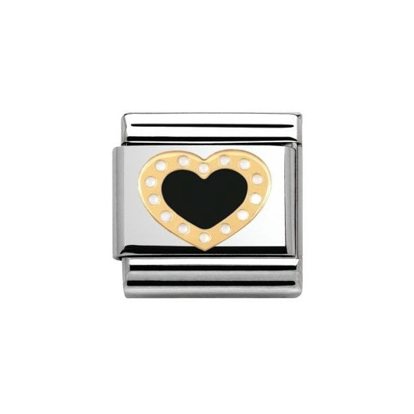 Heart with Dots Black and Gold Charm