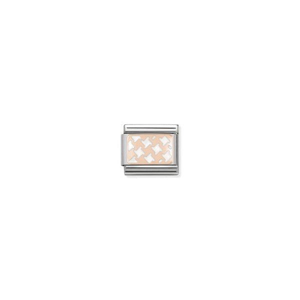 Classic Rose Gold White Houndstooth Charm