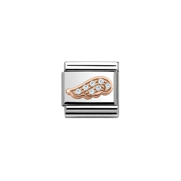 Classic 9ct Rose Rose Gold CZ Angel Wing Charm