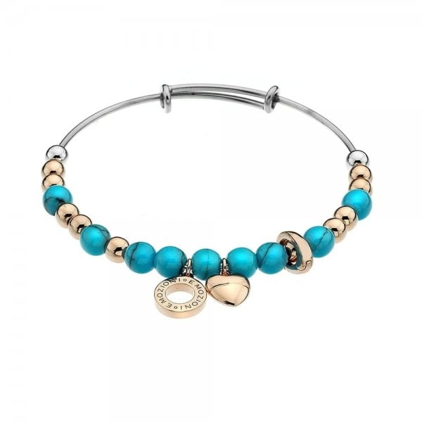 HOT DIAMONDS Emozioni Rose Gold Plate Faux Turquoise Bangle