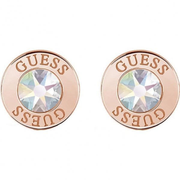 Shiny Crystals Rose Plated Round Earrings
