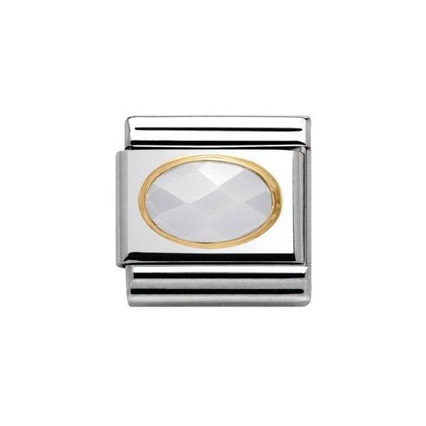 Faceted Gold and White Jade Charm