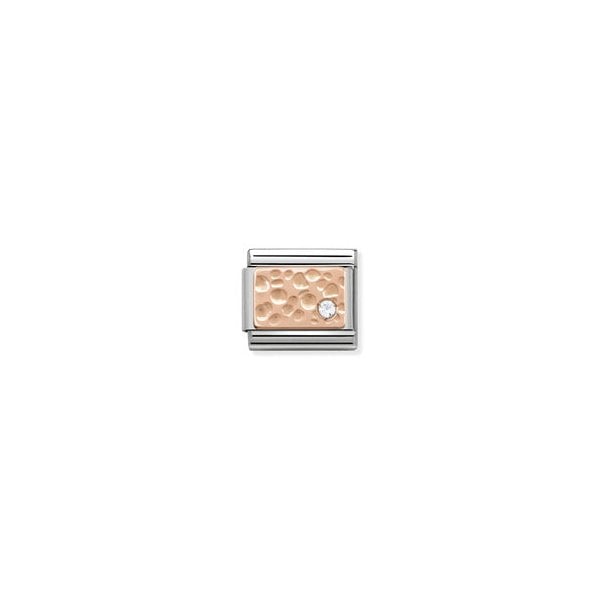 9ct Rose Gold CZ Bubbles Plate Charm