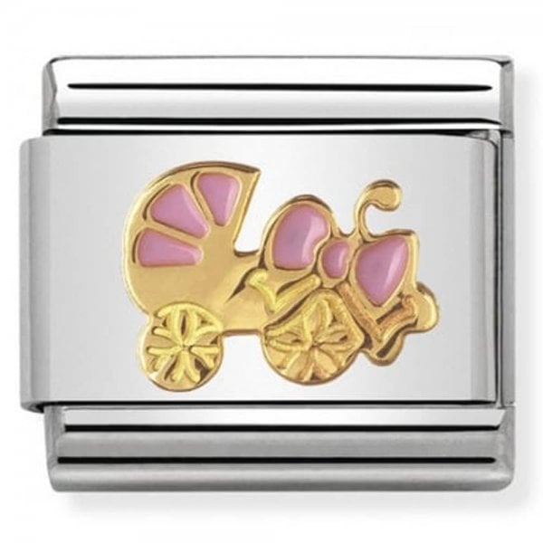 Gold and Pink Baby Carrier Charm