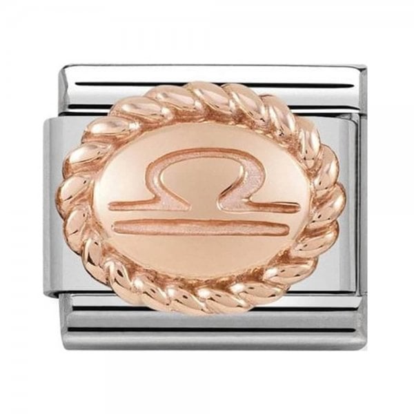 Classic Rose Gold Oval Zodiac Libra Charm