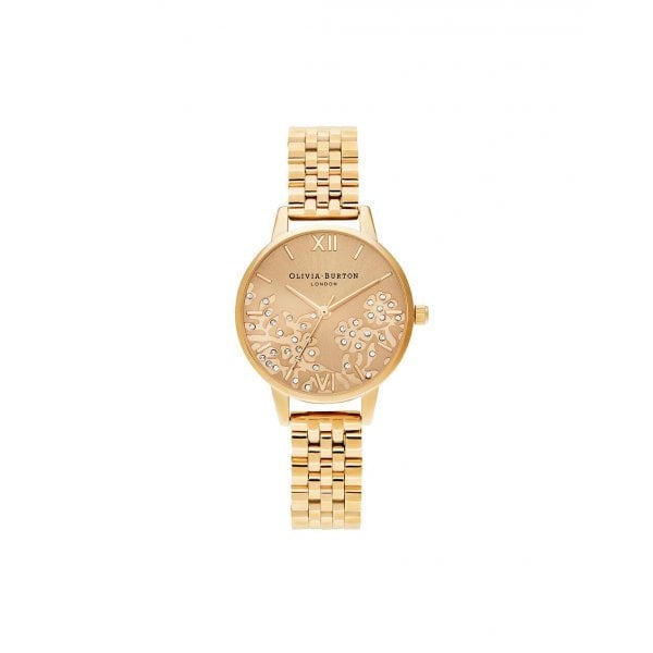 Bejewelled Lace Gold Watch
