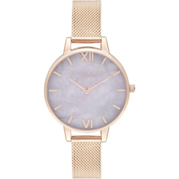OB Amethyst Rose Gold Mesh Watch