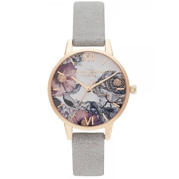 OB Eco Friendly Rose Gold Plated Floral Dial Watch