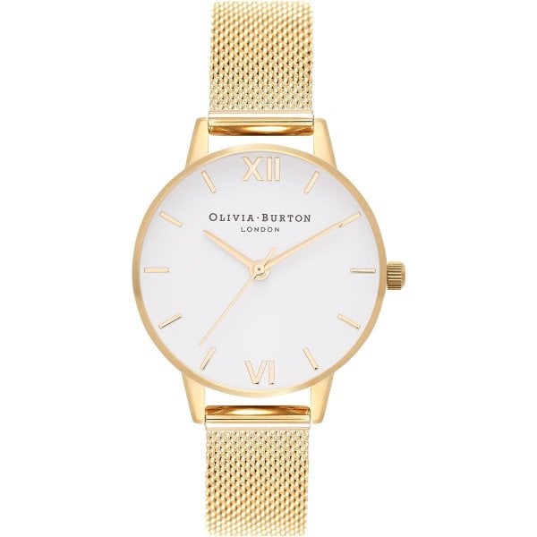 OB White Dial Mesh White Watch