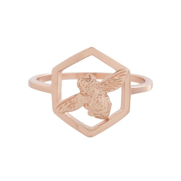 OB Rose Gold Plated Honeycomb Bee Ring