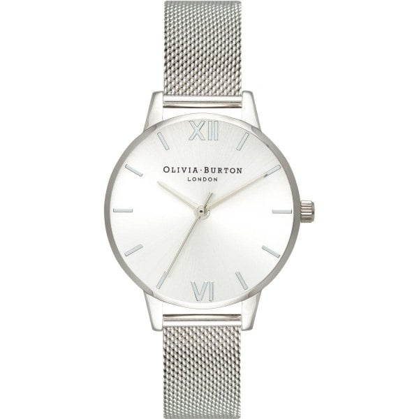 OB Sunray Dial Silver Mesh Watch