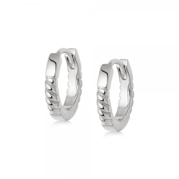 Stacked Sterling Silver Rope Huggie