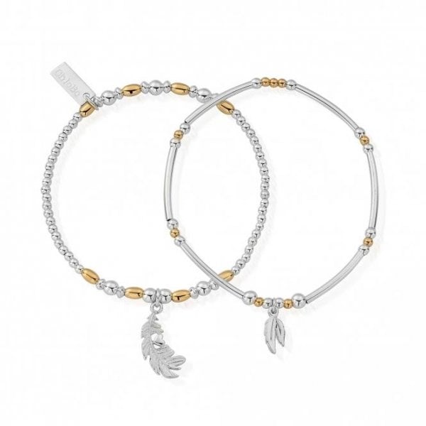 GP & Silver Strength and Courage Bracelet Set of 2