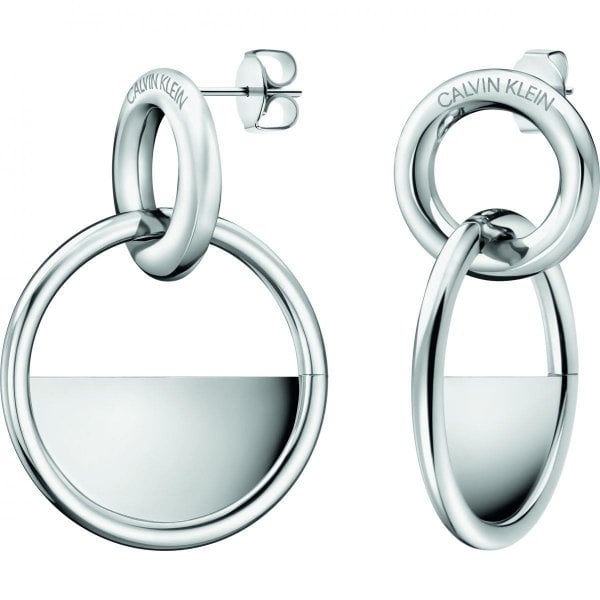 CK Locked Hanging Silver Earrings