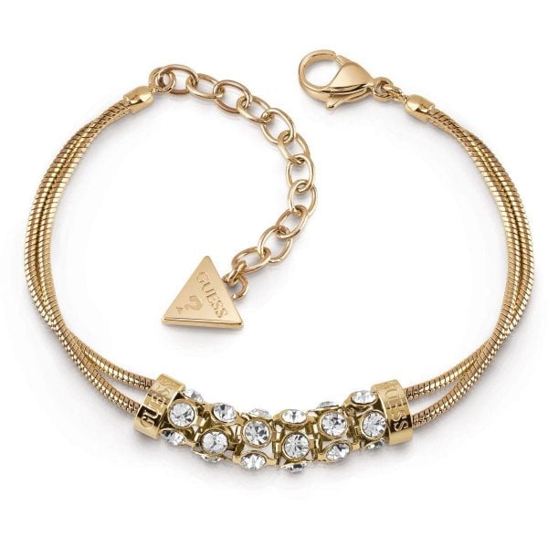 Gold Plated Pave Swarovski Crystal Bar Bracelet