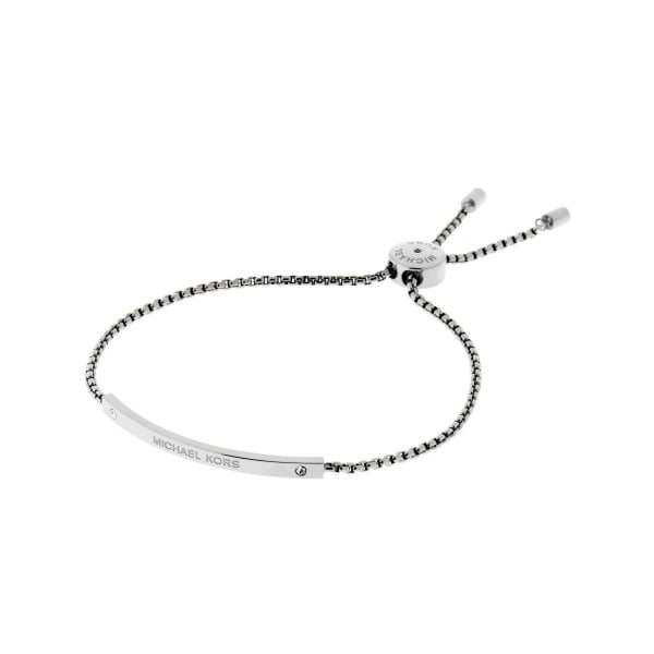 MK Stainless Steel Silver Logo Slider Bracelet