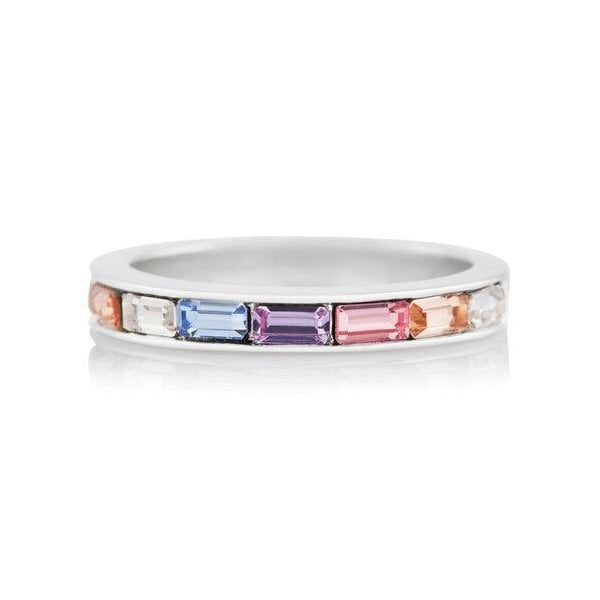 Rainbow Baguette Ring Silver