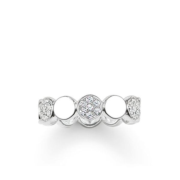 Silver Multi Round Pavé Ring Size 54 (UK Size N)