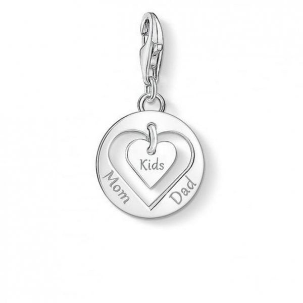 "Mom, Dad, Kids" Round Charm