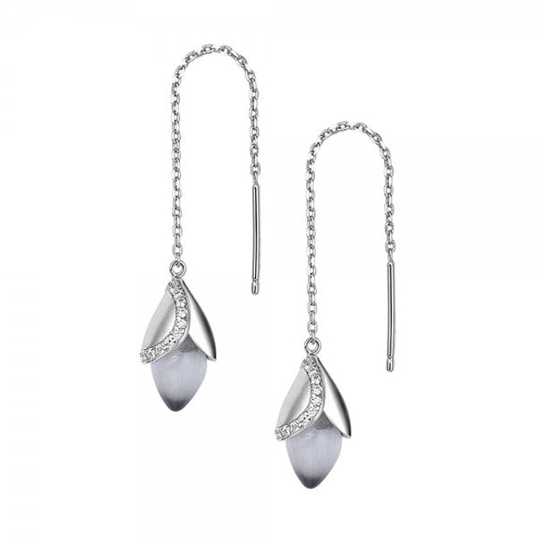 Magnolia Rhodium Plated Drop Earrings