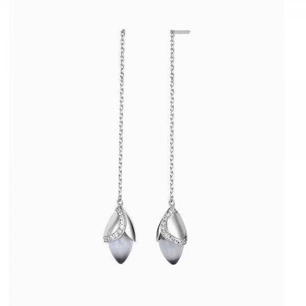 Magnolia Rhodium Plated Drop Earrings