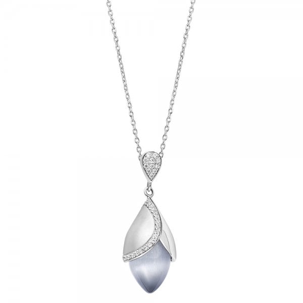 Magnolia Rhodium Plated Large Pendant Necklace