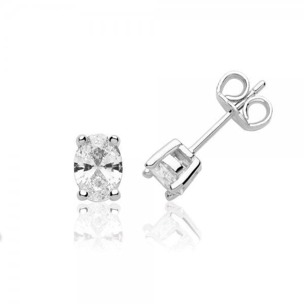 Single Stone 7 X 5 Oval Claw Set Earrings