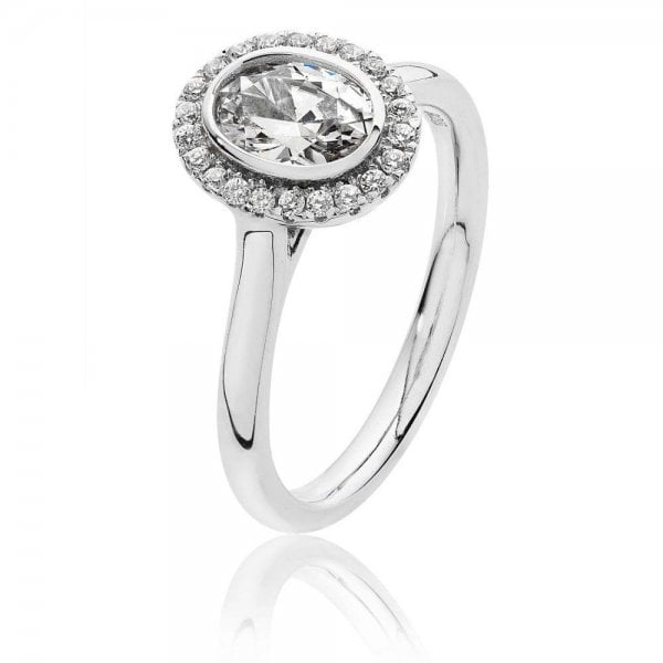 Oval Shape Halo Style Cubic Zirconia Ring SIZE M