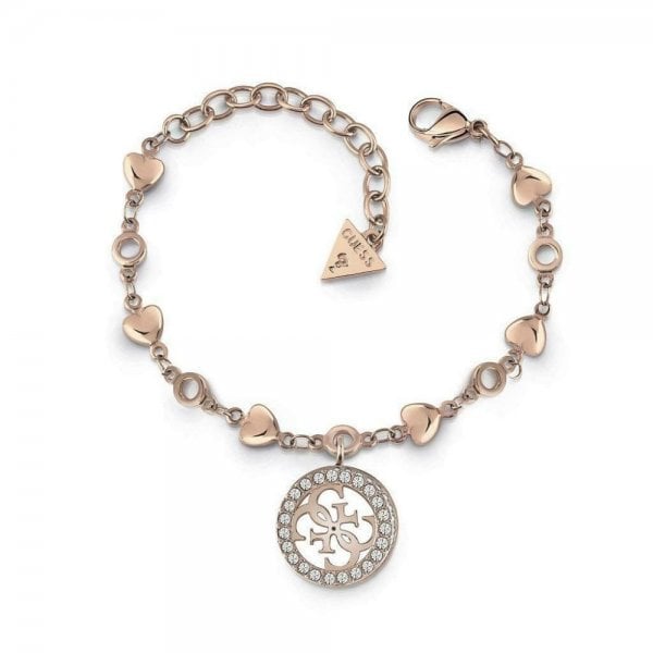 Guess Rose Gold Hearts Chain Bracelet