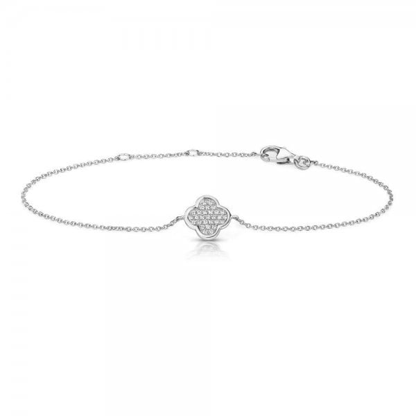 Silver Pave Clover Cubic Zirconia Bracelet
