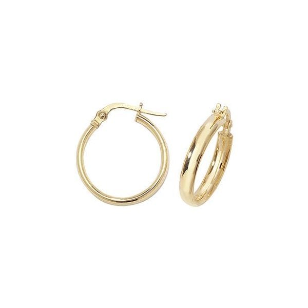 9ct Yellow Gold 15mm Hoop Earrings